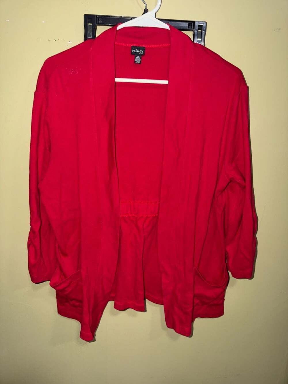 Rafaella Petite Red Open Front Cardigan Sweater with Pockets Size PM